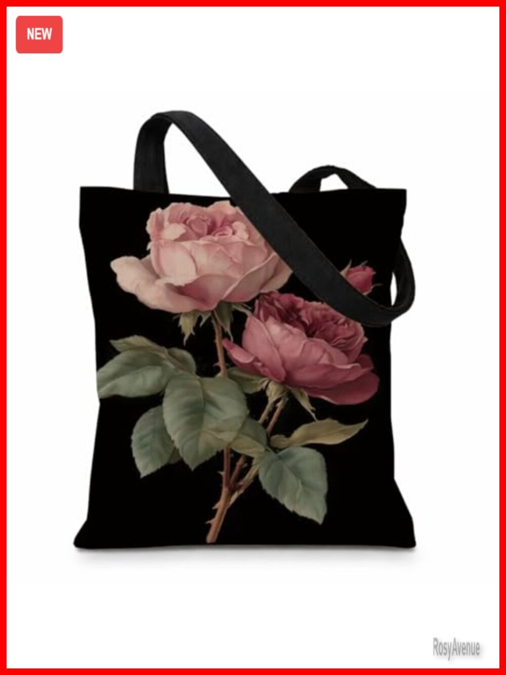Canvas Tote Bag Vintage Floral Botanical Reusable Grocery Bag
